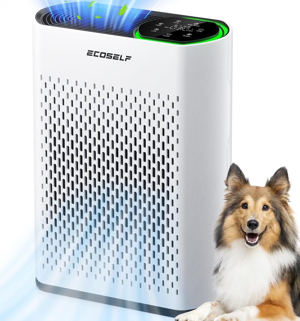 Powerful Air Purifiers for Home Large Room Up to 2400 Ft, ECOSELF HEPA Air Purifier with PM 2.5 Air Quality Display 20dB Sleep Mode, Air Purifiers for Bedroom Office Living Room HAP602 White Powerful Air Purifiers for Home Large Room Up to 2400 Ft, ECOSELF HEPA Air Purifier with PM 2.5 Air Quality Display 20dB Sleep Mode, Air Purifiers for Bedroom Office Living Room HAP602 White