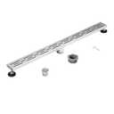 36 Inch Rectangular Linear Shower Drain Set with Brick Pattern Grate, 304 Stainless Steel Bathroom Floor Drain with Hair Catcher, Shower Floor Drain Includes Adjustable Leveling Feet