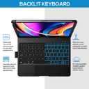 Typecase Touch Keyboard Case with Trackpad for iPad Air 11-inch (M3 2025 / M2 2024) 2024: 360°Rotatable - 11 Colors Backlight - Wireless Keyboard with Pencil Holder for iPad Air 5th & 4th Gen, Black