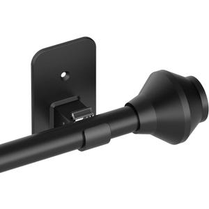 Curtain Rods No Drilling for Windows 48 to 84 Inch, 5/8 Inch Telescoping Adjustable Black Curtain Rod with Adhesive Holders, Renter Friendly for Bedroom Kitchen Apartment(36"-94")