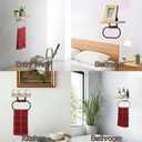 TocTen Hand Towel Holder for Bathroom Wall Mount Towel Ring with Wooden Shelf, Premium Metal Hand Towel Rack, Bathroom Accessories Rustic Hand Towel Hanger for Bathroom Kitchen RV(Matte Black)