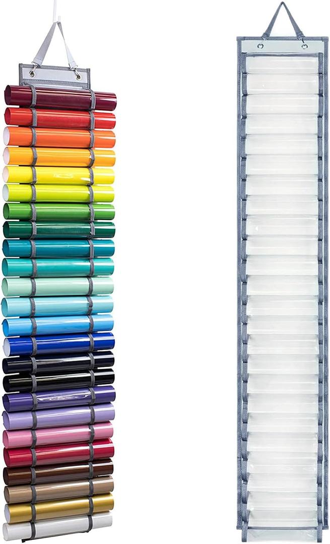 Vinyl Roll Storage Holder 24 Compartments Vinyl Roll Storage Organizer,Scrapbook Roll Holder Organizer,Hanging Office Door