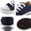 Mvlsoct Boys and Girl Low Top Canvas Kids Lace up Sneakers (3 Narrow Little Kid, Blue)