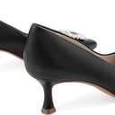 Stiletto Pumps for Women Genuine Leather Pointy Toe Kitten Heels Elegant Gorgeous Closed Toe Slip On Solid Low Heel for Business Casual Ladies Wedding Dress Shoes (7.5)