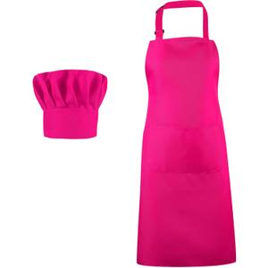 SATINIOR 2 Pcs Chef Costume for Women Men Chef Hat Apron Set for Adult Baker Apron Hat for Cooking Cosplay (Rose Red)
