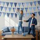 HESTYA 5 Pack 49 Ft Denim Pennant Banner, Blue Jean Theme Triangle Garland, Cowboy Western Party Decorations, Rustic Farmhouse Bunting for Baby Shower, Birthday, Graduation, Country Festival Supplies, Denim
