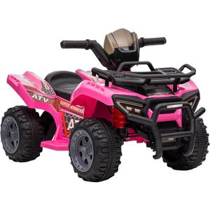 Aosom Kids Four Wheeler Ride on Car, Motorized Quad, 6V Battery Powered Electric Quad with Songs for 18-36 Months, Pink
