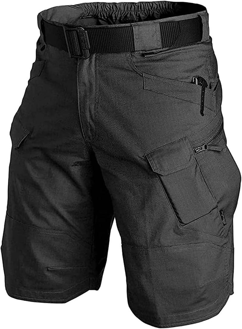 AUTIWITUA Men's Waterproof Tactical Shorts Outdoor Lightweight Quick Dry Breathable Hiking Fishing Cargo Shorts (Black, M)