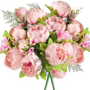 FiveSeasonStuff Vintage Artificial Peonies Silk Peony Flowers and Hydrangeas for Wedding Bridal Home Dcor  Beautiful Floral Centerpiece Arrangement Decoration with 2 Bouquets (Charm Pink)