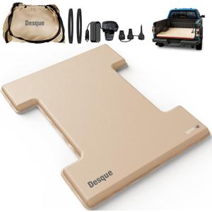Truck Bed Mattress for 5.5-5.8Ft, Self-Inflating Mat Full-Size Short Trucks Bed for Outdoor Camping, Pickup Tent Accessories 12V Air Pump, Carry Bag, for Silverado, RAM, F Series, Sierra, Titan (Khaki)