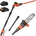 MAXLANDER 8 Inch Pole Saw and 18 Inch Pole Hedge Trimmer, 2-in-1 Cordless Pole Saws for Tree Trimming, 15-Feet MAX Reach, 16ft/s Speed, 20V Pole Chainsaw with 2.0Ah Battery & Charger