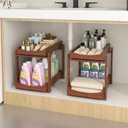 MHXW SXPN Bamboo Under Sink Organizer and Storage, Pull Out Cabinet Organization, 2 Tier Vertical Slide Out Undersink Storage Shelf, Organizer Shelves for Kitchen Bathroom Medicine (Brown, 2 Pack)