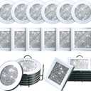 14 Pcs Crystal Coasters with Holder Set 2 Black Holder 12 Glass Mirrored Silver Round Square Diamond Coasters 4 Inch for Kitchen Dining Table Home Coffee