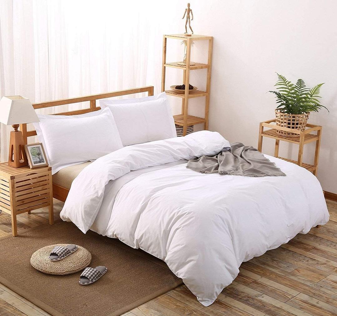 Crown Collection White Solid | Oversized King Plus 120x128 | 3 Pieces Duvet Cover Set Soft & Cozy Microfiber Softest Egyptian Feel | Zipper Closure & Corner Ties | 1 Duvet Cover with 2 Pillow Sham