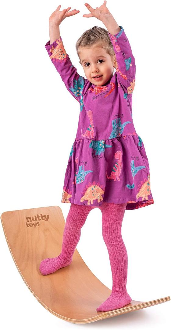 NUTTY TOYS Montessori Wooden Wobble Board for Kids & Adults -100% Natural Wood Balance Board, Waldorf Toddler Balancing Toy, Unique Boy Girl Open Ended Toy Best Valentines Day & Easter Gifts Idea 2026, Large