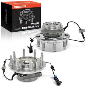 A-Premium 2 x Front Wheel Bearing and Hub Assembly with ABS 8-Lug Compatible with Chevy GMC Hummer - 2007-2013 - Silverado 2500HD/3500HD, Sierra 2500HD/3500HD, Suburban 2500, SRW