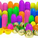 300 Pcs Plastic Easter Eggs Bulk Mega Pack (2.3") - Fillable Empty Easter Eggs with 6 Golden Eggs, 6 Bright Colors - Giant Easter Egg Hunt Event Supplies, Church & School Party Favors
