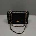 Women Black Quilted Purse Lattice Clutch Small Crossbody Shoulder Bag with Chain Strap Leather