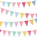 Boao 48 Pieces 36 Feet 4.9x6.7 Inch Colorful Pennant Flags Banner Imitated Burlap Bunting Banner Triangle Flag Garland for Classroom Birthday Carnival Wedding Party and Festival Decor(Pastel Color)