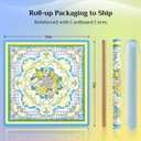 Floral American Mahjong Mat for Table 33" Rolled Packaging for Mahjong Set, Large
