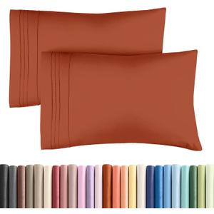King Pillow Cases Set of 2 - Ultra Soft Hotel Quality Pillowcase Covers - Comfy, Cozy & Wrinkle Free - Shrinkage, Stain & Fade Resistant - Machine Washable Pillow Protectors - 2 Piece Set - Terracotta