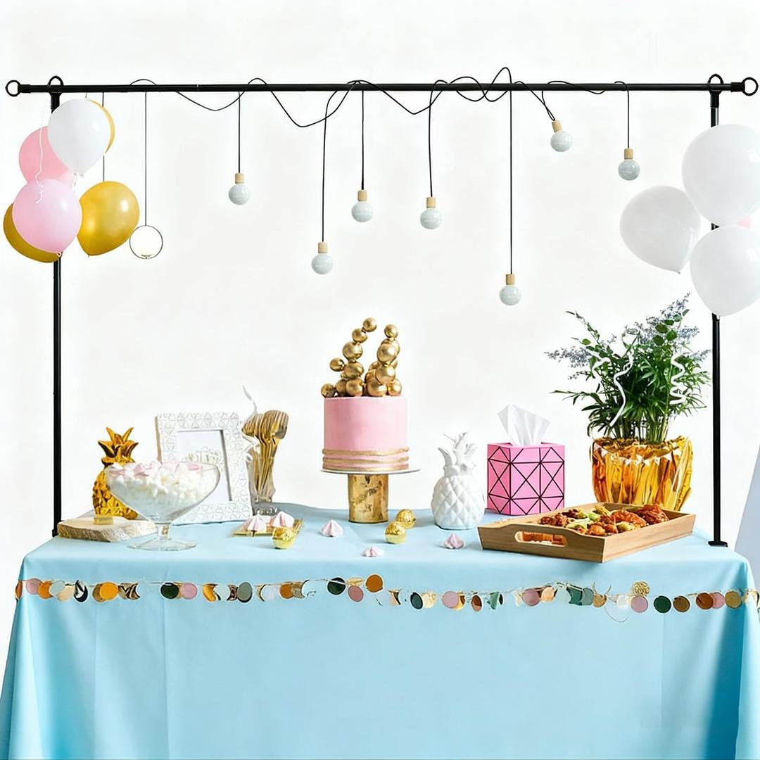 Over The Table Rod Stand with Clamps, Adjustable Metal Balloon & Flower Arch Kit (29"-42" Tall, 28"-98" Length),Black Table Arch Frame Hanging Party Decor for Wedding Birthday Home Party Decoration
