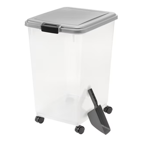 IRIS X-large Clear/Gray Rolling Tote with Latching Lid