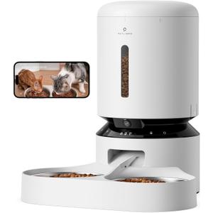 PETLIBRO Automatic Cat Feeder with Camera for Two Cats, 1080P HD Video with Night Vision, 5G WiFi Pet Feeder with Phone APP Control, 2-Way Audio for Cat & Dog, Low Food & Motion & Sound Alerts (White)