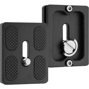 2 Pack Aluminum Alloy Quick Release Plate, Tripod Quick Release Plate PU50, for Arca Swiss Plate with 1/4" Slotted Screw/D-Ring Screw, Camera Mount Adapter for Standard Tripod Ball Heads