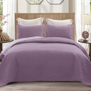 Exclusivo Mezcla Reversible Twin Quilt Bedding Set with 1 Pillow  Sham, Lightweight Quilts Twin Size, Soft Bedspreads Bed Coverlets for All Seasons - (Dusty Lavender, 68"x88"),