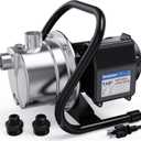 Acquaer 1 HP Portable Shallow Well Pump, Stainless Steel, 998 GPH, 115V Sprinkler Pump for Water Removal/Lawn Garden