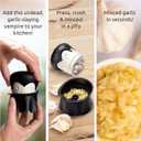 OTOTO Gracula Garlic Crusher, Garlic Mincer, Also for Ginger, Nuts, Chili, Herbs - Twist Top Mincer & Easy Squeeze Manual Press Peeler, Goth Gifts, Black
