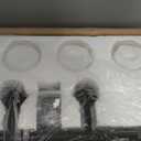 6-Light Farmhouse Bathroom Light Fixtures Vintage Bathroom Vanity Lights Over Mirror Black and Wood Painted Metal Vanity Light for Bathroom with Glass Shades E26 Socket