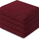 Homaxy 100% Cotton Waffle Weave Kitchen Dish Towels, Ultra Soft Absorbent Quick Drying Cleaning Towel, 13 x 28 Inches, 4-Pack, Burgundy