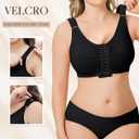 BRABIC Post Surgery Front Closure Bras for Women Full Coverage Compression Mastectomy Wireless Bra with Adjustable Straps (Black, S)