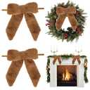 AIMUDI Brown Bows 7''×9'' Christmas Bows for Gift Wrapping Faux Fur Present Bows Premade Bows for Christmas Trees Fireplaces Wreaths Staircases Crafts Home Outdoor Winter Decoration, 6 PCs