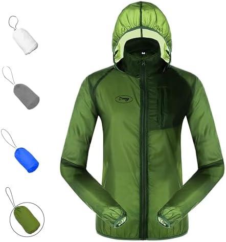 Dooy Sun Protection Jacket Ultra Light Thin Breathable Packable Outdoor Cycling Jacket Hoodie Skin Clothing for Men & Women XL Green