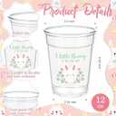 Meanplan 50 Pcs 12oz Spring Baby Shower Party Plastic Cups A Little Bunny Is on the Way Disposable Clear Cups for Baby Shower Gender Reveal Supplies Decorations(Pink Green)