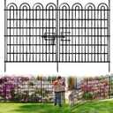 15 Panels Tall Garden Animal Barrier Fence with Gate, 33 in(H) X 36.8 ft(L) No Dig Decorative Garden Fence Outdoor for Yard, Heavy Duty Rustproof Metal Edging Border for Dog, Rabbits