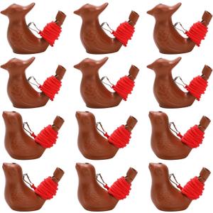 Lawei 12Pcs Bird Water Whistles, Purple Clay Pottery Waterfowl Whistle with Hanging Rope, Bird Call Warblers Whistles Toys Musical Instrument for Birthday Party Favors, Kids Early Learning Educational