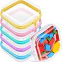 Sanwuta 6 Pcs Clear Hard Zipper Case Plastic Zipper Pouches Transparent Makeup Bag Pencil Case Pouches Toiletry Diaper Bag for Travel Toy Storage Organizer Bins(Colorful,5 x 5 x 2 Inch)