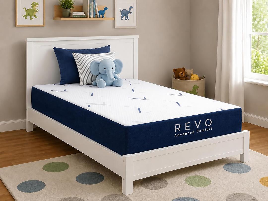 REVO 8 Inch Gel Memory Foam Mattress, Twin, Medium Transition comfort layer, breathable cooling cover, CertiPUR-US certified foam, fiberglass-free