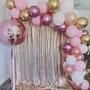 7ft x 7ft Champagne Sequin Backdrop Curtain Glitter Photo Booth Backdrop for Wedding Birthday Baby Shower Event Decor