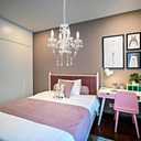 LaLuLa White Chandelier Mini Crystal Chandelier Lighting Hardwired Small Acrylic Chandelier 4 Light Modern Pendant Light Fixtures for Bedroom