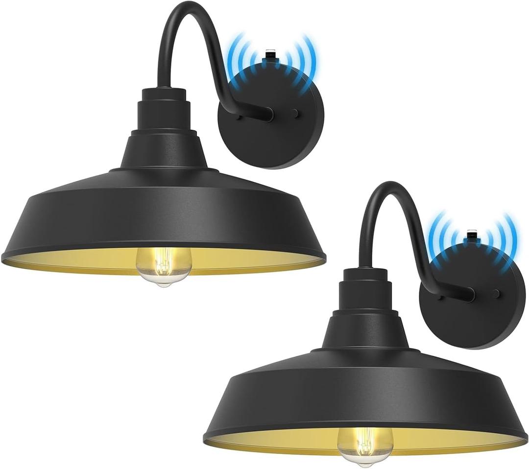 14.5 Dusk to Dawn Barn Lights Outdoor, Large Vintage Waterproof Gooseneck Wall Sconce, Outdoor Light Fixtures Wall Mount for Doorway Garage Patio, E26 Base 2PCS, 14.5in