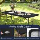 6ft Fitted Tablecloths Rectangle - 2 Pack Outdoor Picnic Table Covers with Elastic, Washable Folding Table Protector for Party Camping Vendor Booth, 30x72 Inch, Black