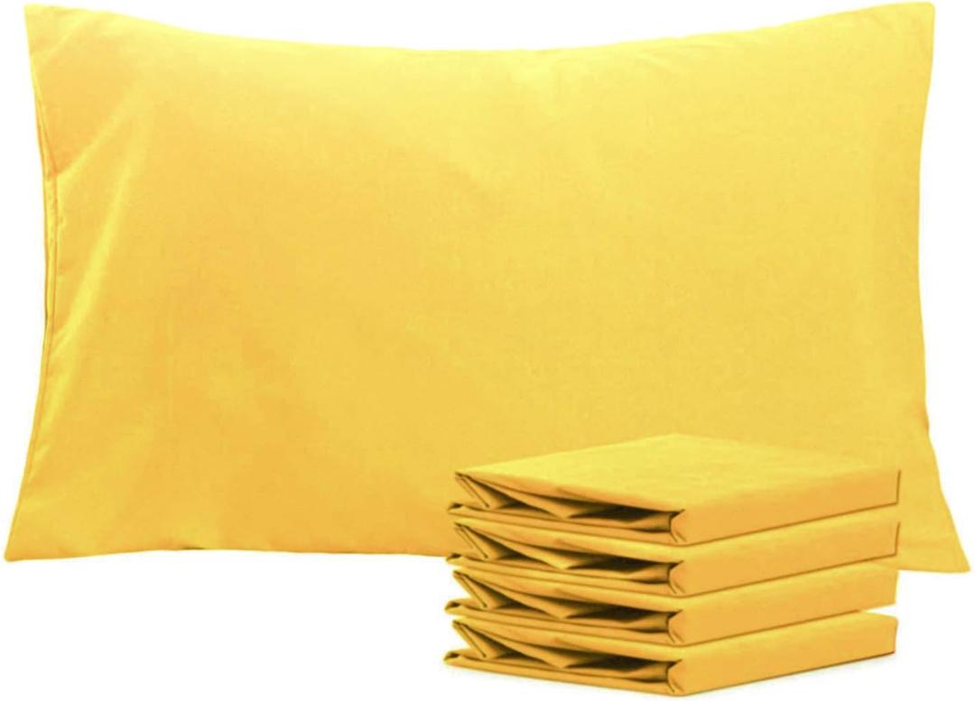 NTBAY Queen Pillowcase Set - 4 Pack Brushed Microfiber 20x30 Pillowcases - Soft, Wrinkle-Free, Fade-Resistant, Stain-Resistant, Yellow Pillowcases with Envelope Closure - 20x30 Inches, Yellow