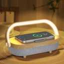 Nightstand Lamp with Wireless Charger,4 in 1 Touch Bedside Lamp Bluetooth Speaker,Portable Dimmable LED Night Light,Corporate Gifts Premium for Employees Clients,Birthday Gifts Women Wife Friend (Wood)
