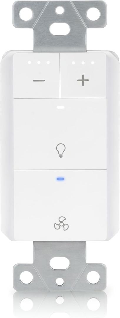 Dimmer Switch for Exhaust Fan with Light, Single Pole Fan Light Switch, Neutral Wire Needed, White