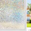 rabbitgoo Window Privacy Film Stained Glass Window Film, Mosaic Rainbow Decorative Glass Cling, Removable Static Cling Tint UV Blocking, Non-Adhesive Privacy Covering for Home, 23.6 x 157.4 inches